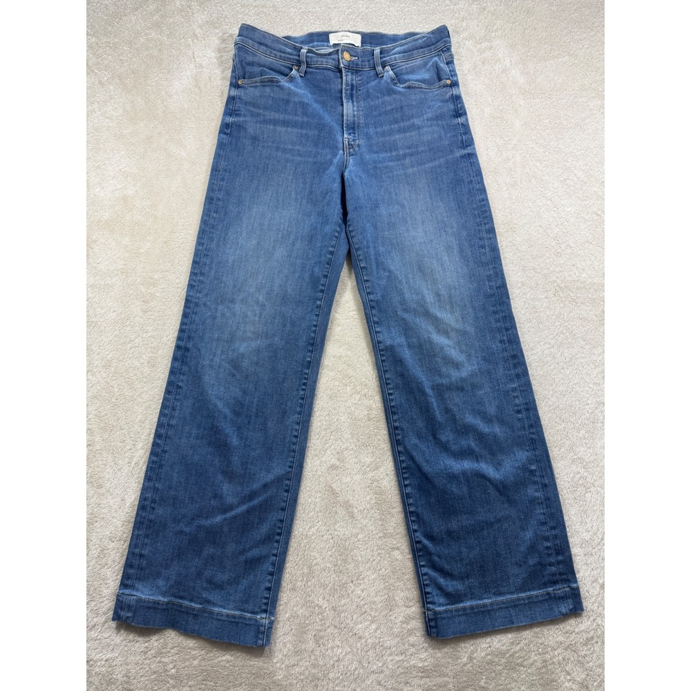 elims Womens The Malibu Wide High Rise Stretch Blue Denim Jeans 31 Meas: 32x30